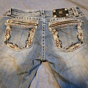 Miss Me Women's Distressed Embroidered Blue Jeans